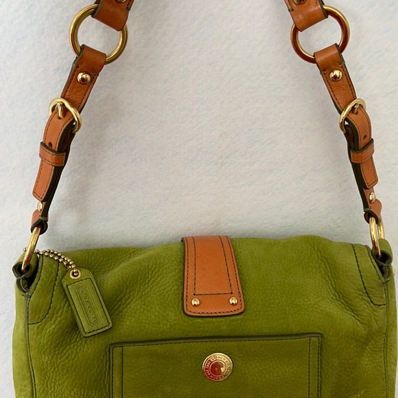 Coach Green Soft Milled Nubuc Leather Shoulder Bag - Picture 7 of 12